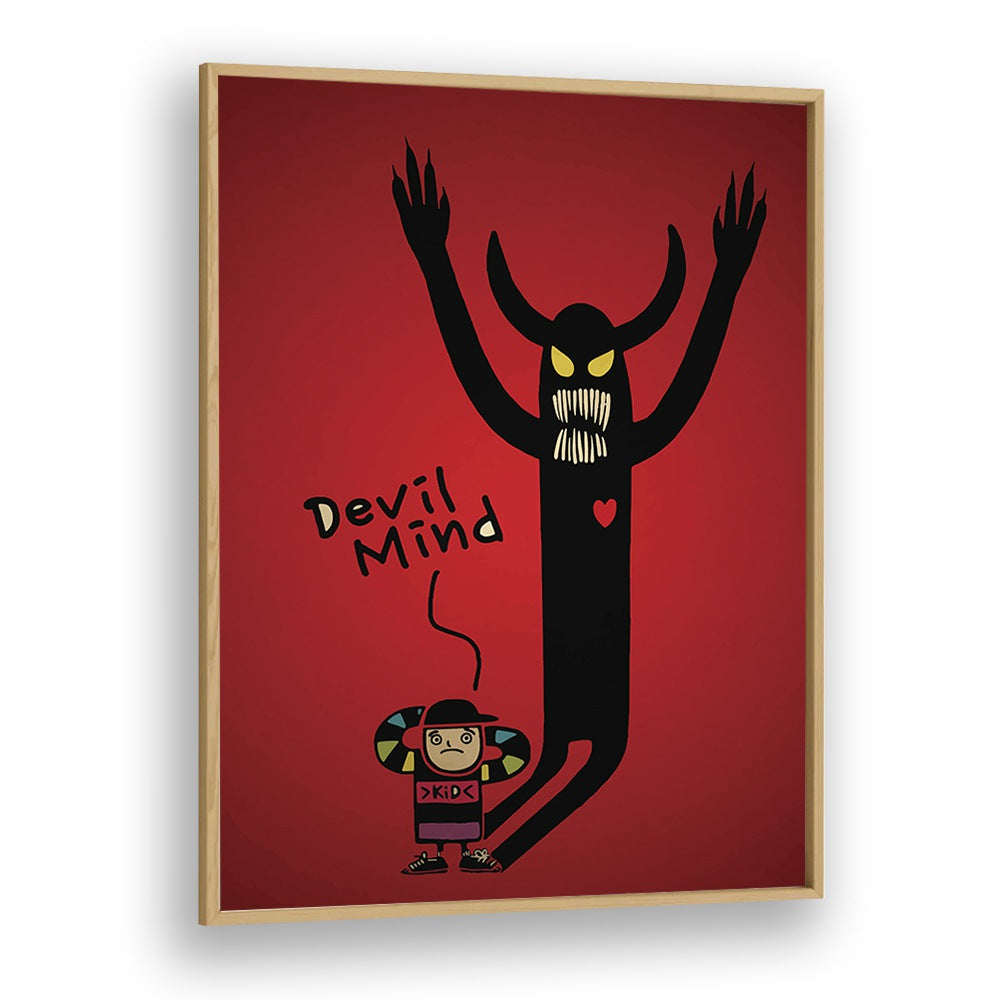 Devil Mind Comic Art Artwork in Oak Wood Plain Frame