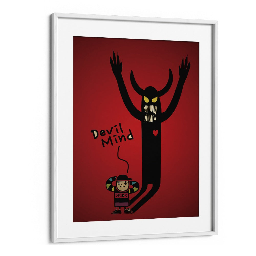 Devil Mind Comic Art Artwork in White Frame With Mount