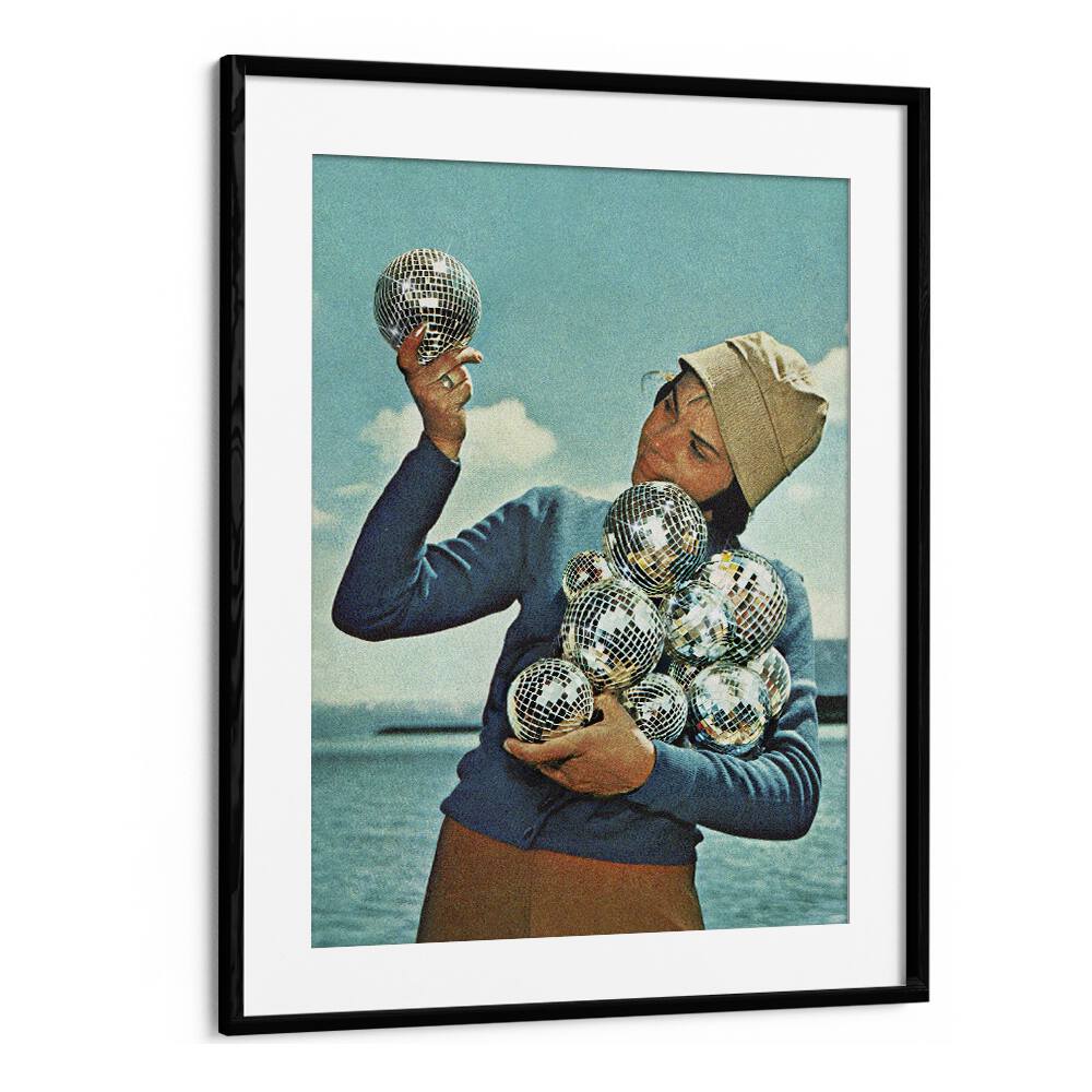 Disco Dora Surreal Art Artwork in Black Frame With Mount