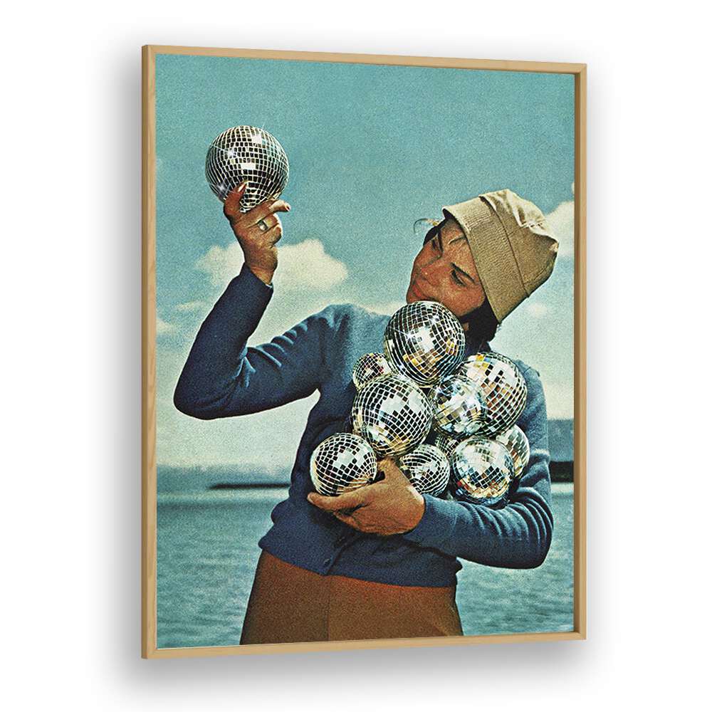 Disco Dora Surreal Art Artwork in Oak Wood Plain Frame
