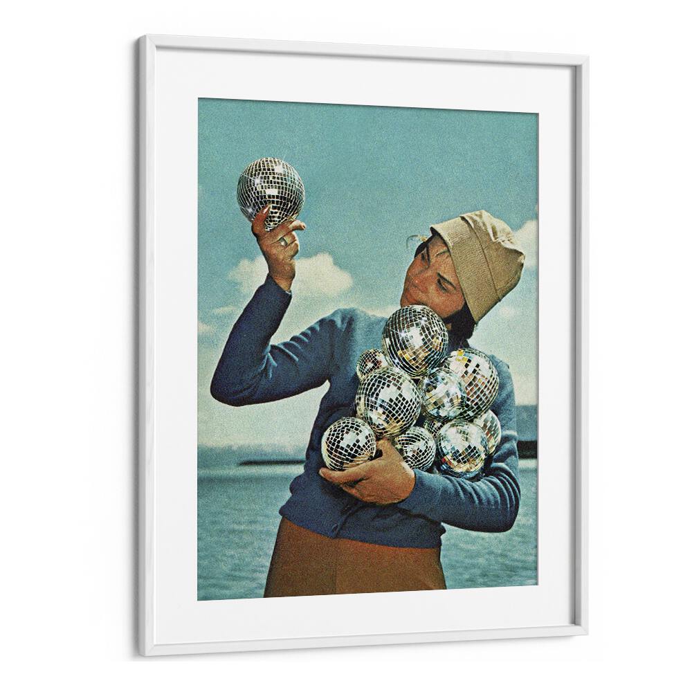 Disco Dora Surreal Art Artwork in White Frame With Mount