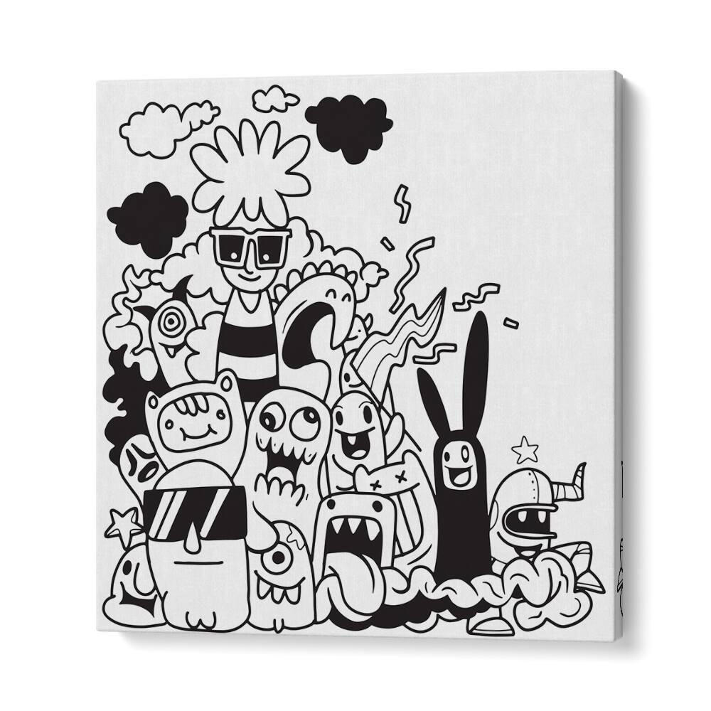 Dizzy Doodlescape B&w Doodle Art Artwork in Gallery Wrap