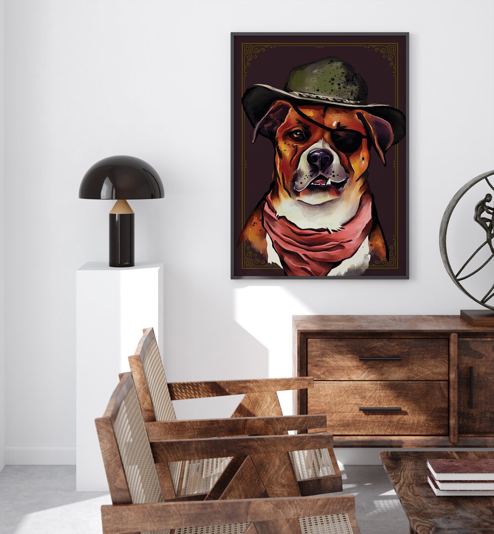 Stylish dog art featuring a playful canine in a hat, perfect for your home. Explore DOG , ANIMAL PAINTINGS today!
