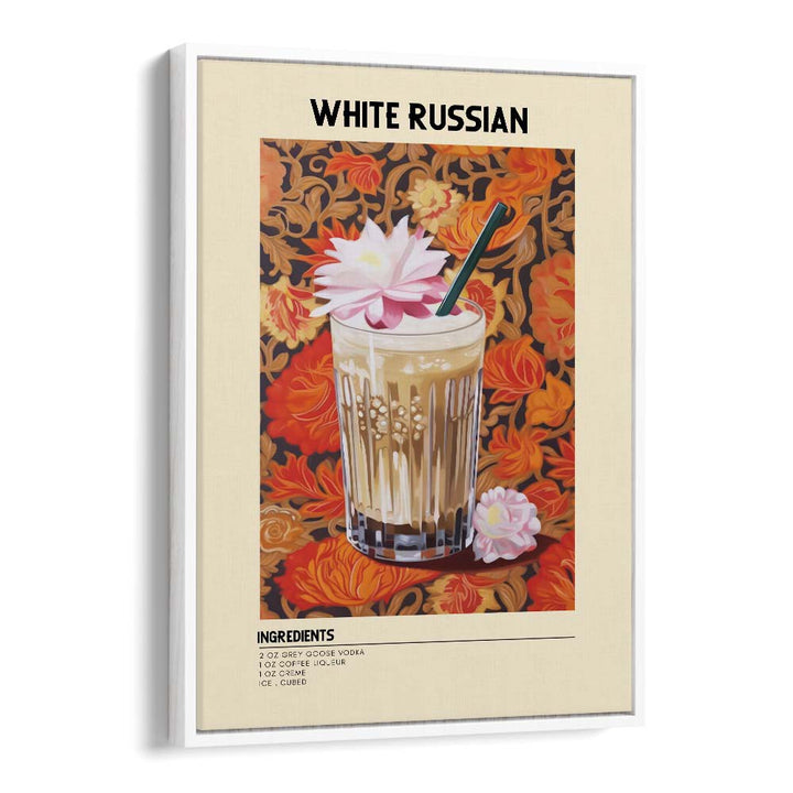 Dominant White Russian Bar & Cafe Artwork in White Floater Frame