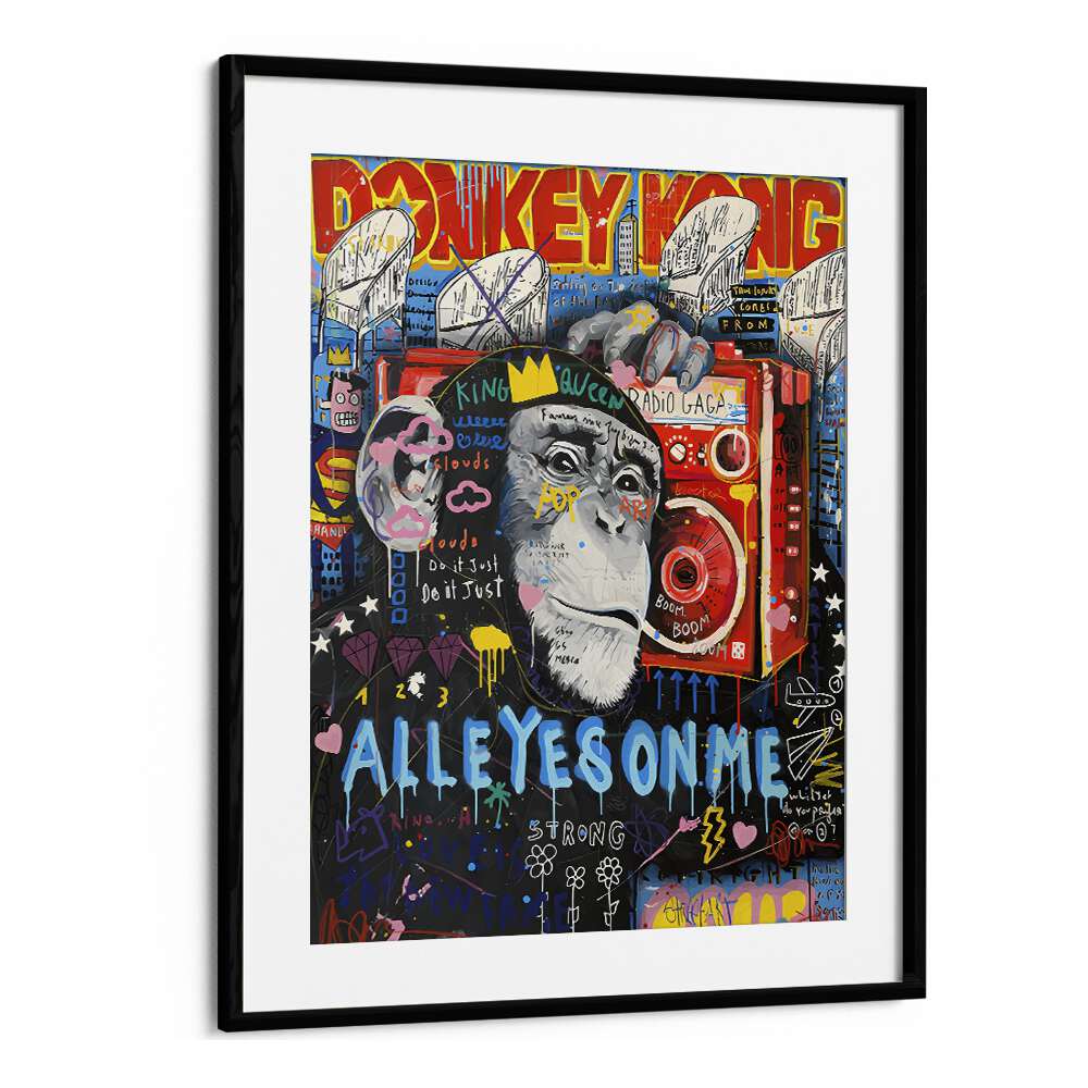 Donkey King Pop Art Artwork in Black Frame With Mount