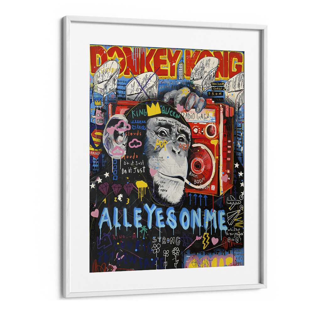 Donkey King Pop Art Artwork in White Frame With Mount