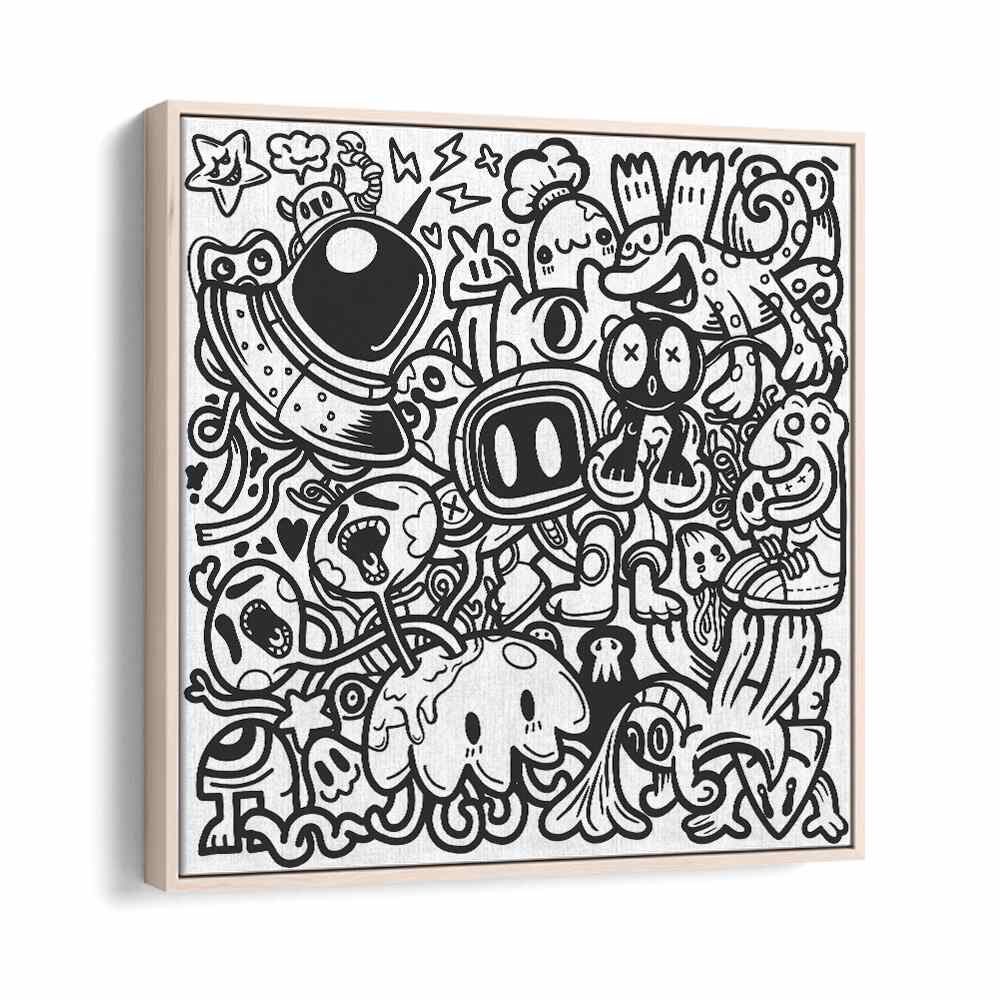 Doodle Dynamo Doodle Art Artwork in Oak Wood Floater Frame