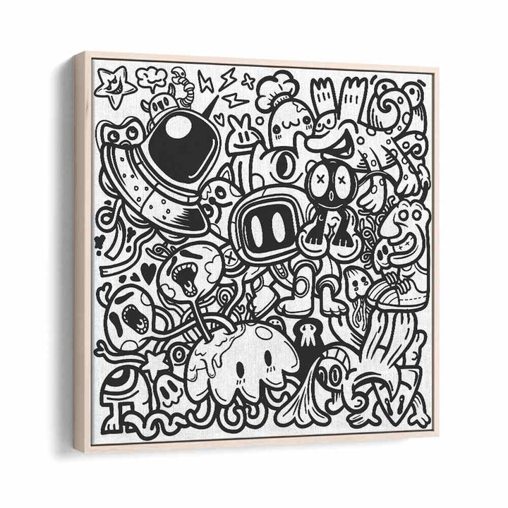 Doodle Dynamo Doodle Art Artwork in Oak Wood Floater Frame