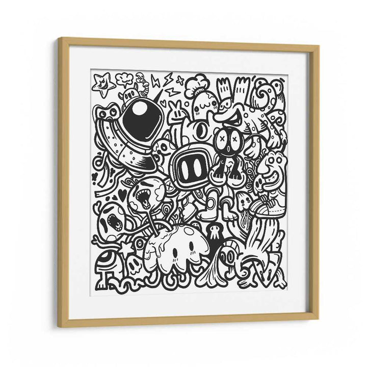 Doodle Dynamo Doodle Art Artwork in Oak Wood Frame With Mount