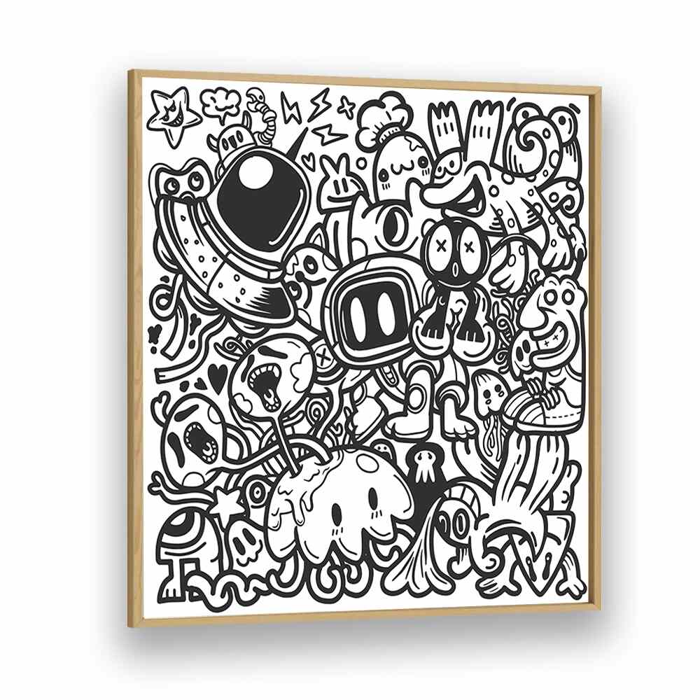 Doodle Dynamo Doodle Art Artwork in Oak Wood Plain Frame