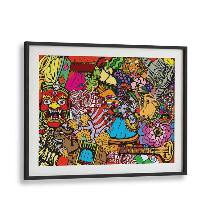 Doodle India Comic Art Artwork in Black Frame With Mount