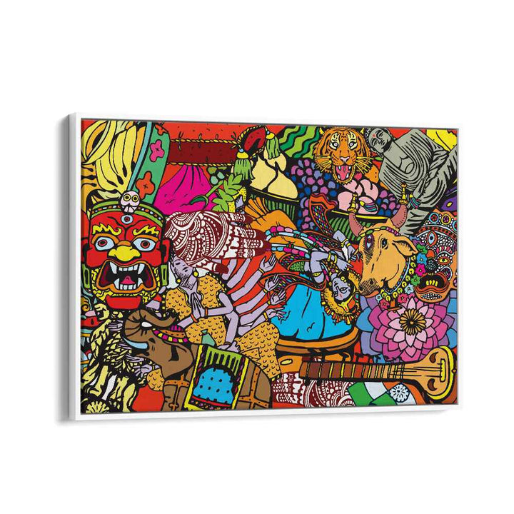 Doodle India Comic Art Artwork in White Floater Frame