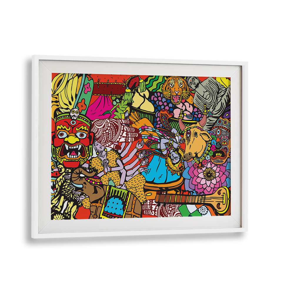 Doodle India Comic Art Artwork in White Frame With Mount