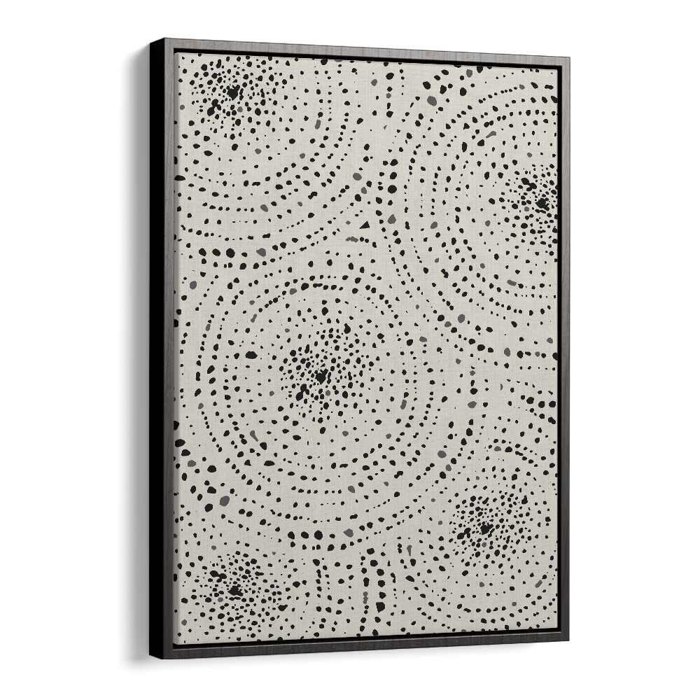 Dotted Dreams  boho wall art painting Artwork in Black Floater Frame