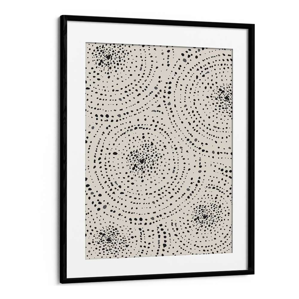 Dotted Dreams boho wall art painting Artwork in Black Frame With Mount