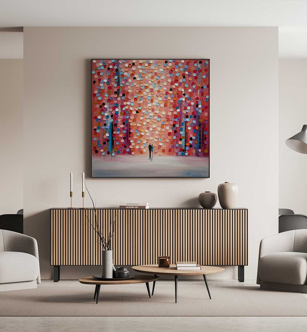 DREAM ON UNDER THE PINK RAIN , MODERN IMPRESSIONISM PAINTINGS