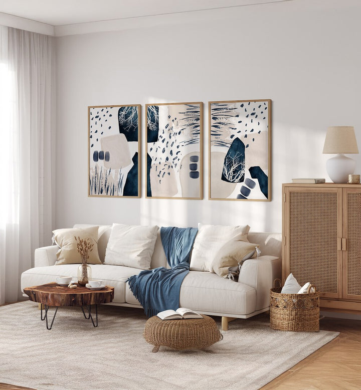 DREAMS OF BLUE SET , SET OF 3 PAINTINGS