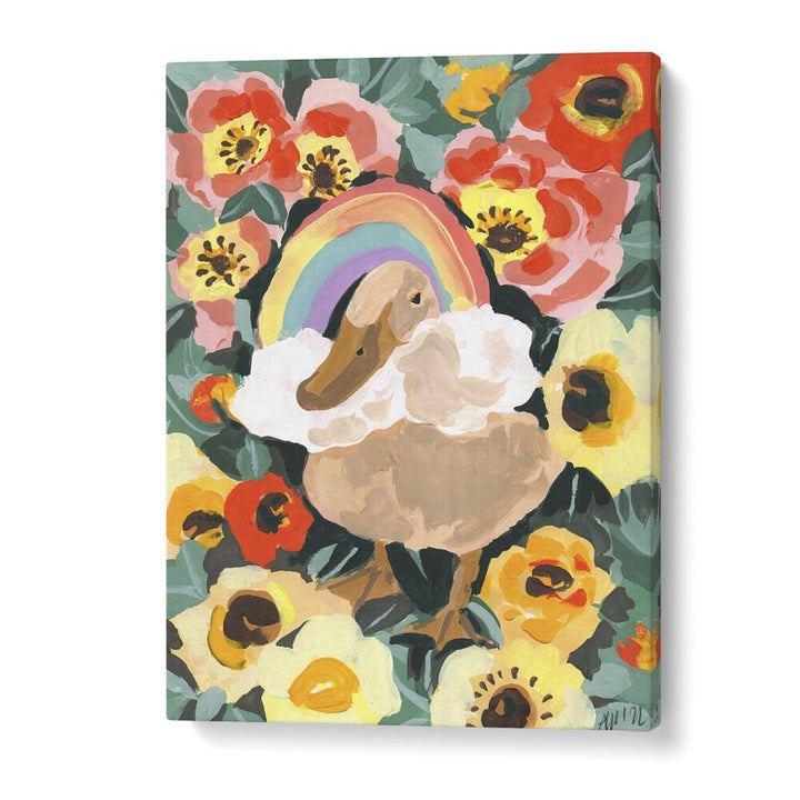 Duck With Rainbow By Ania Zwara Botanical Flower Paintings Artwork in Gallery Wrap