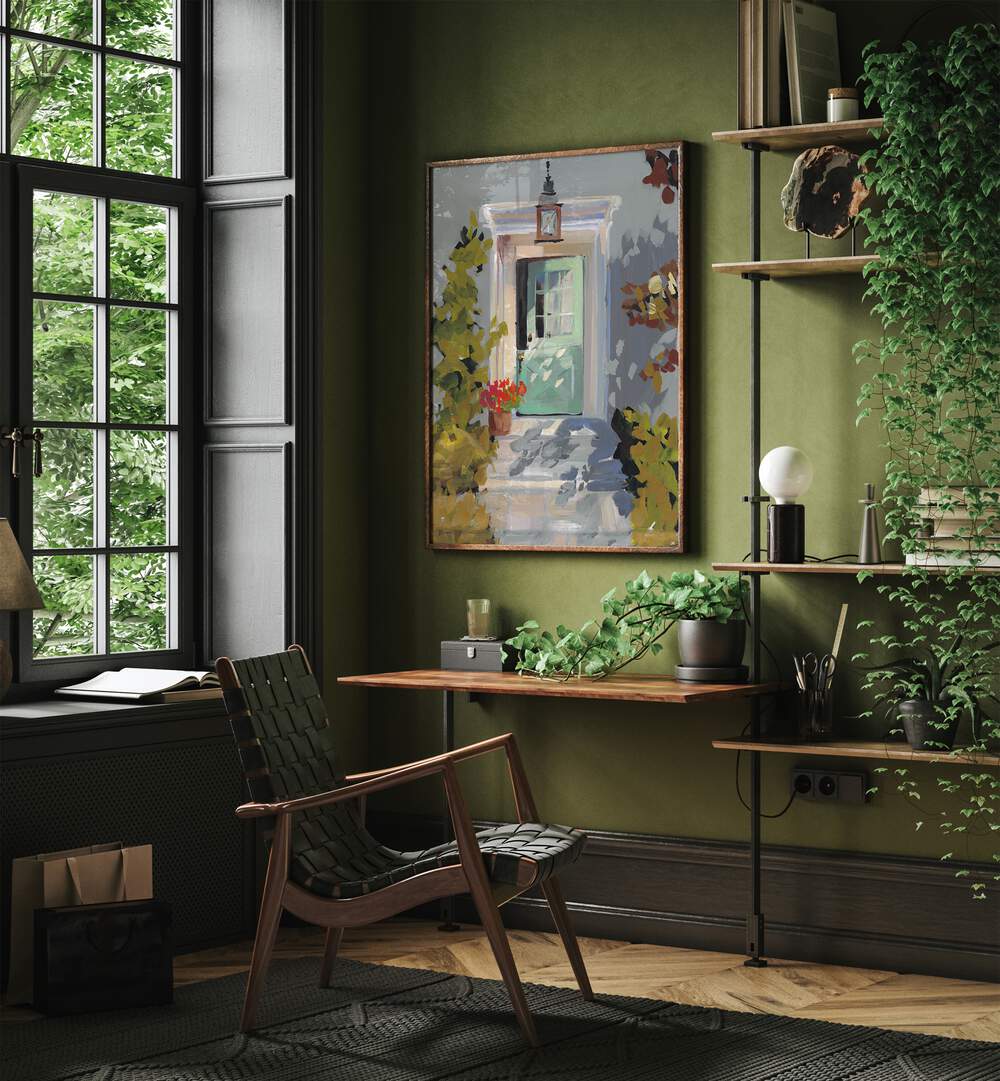 Stylish DUTCH DOOR, FLORAL FLOWER PAINTINGS enhance contemporary living spaces with vibrant floral artistry.