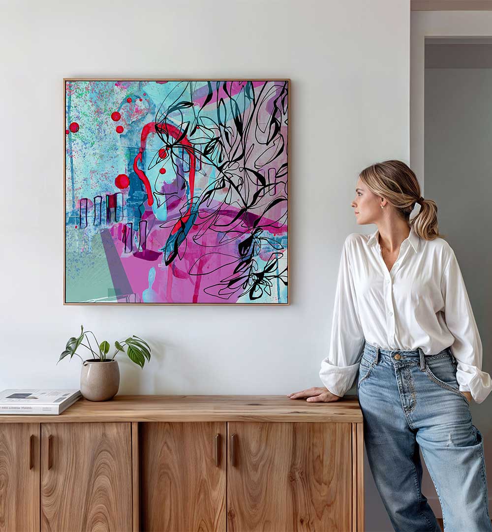 DYNAMIC BRUSHSTROKES AND FLORAL MOTIFS , ORGANIC FORMS