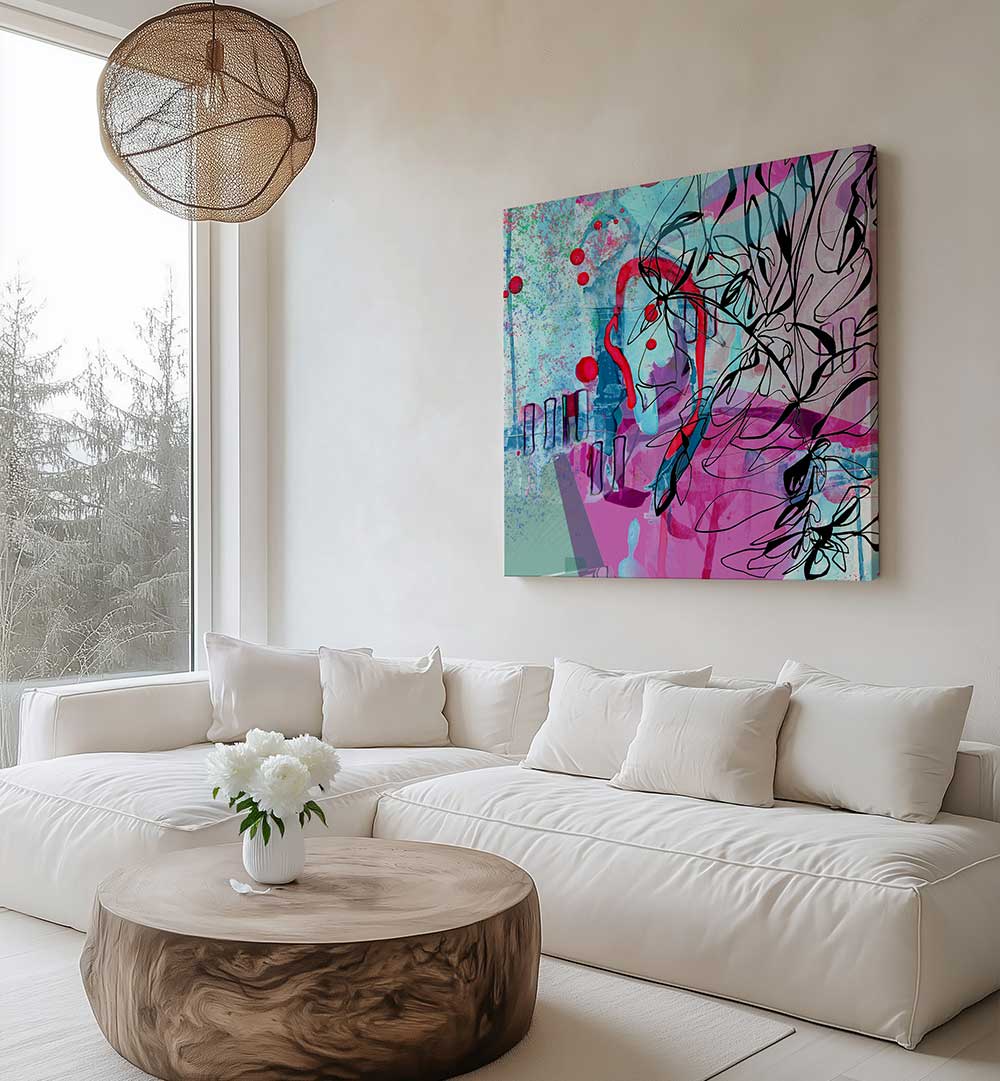 DYNAMIC BRUSHSTROKES AND FLORAL MOTIFS , ORGANIC FORMS