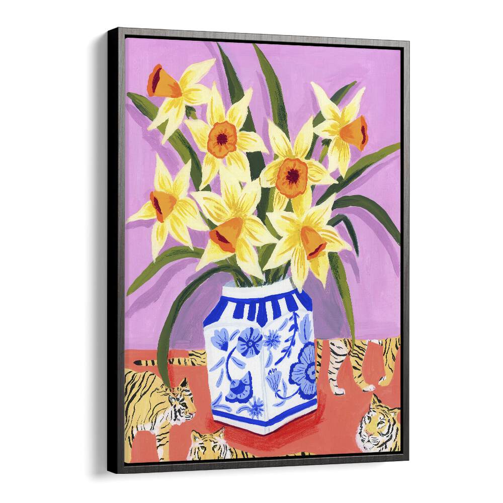 Daffodils By Sarah Gesek Kitchen Art Prints in Black Floater Frame