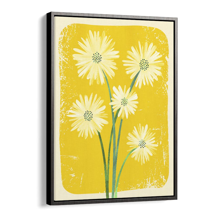 Daisy Bouquet by Kristian Gallagher Botanical Flower Paintings Floral Paintings in Black Floater Frame