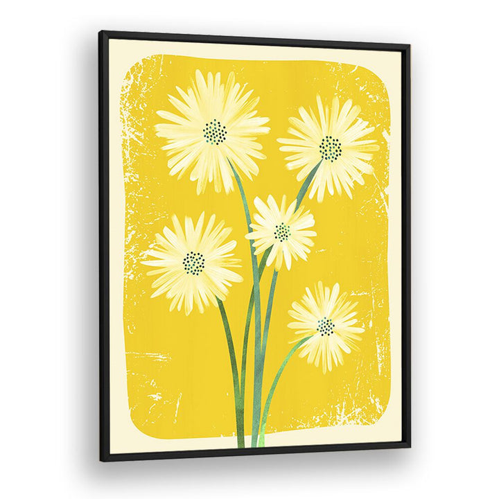 Daisy Bouquet by Kristian Gallagher Botanical Flower Paintings Floral Paintings in Black Plain Frame