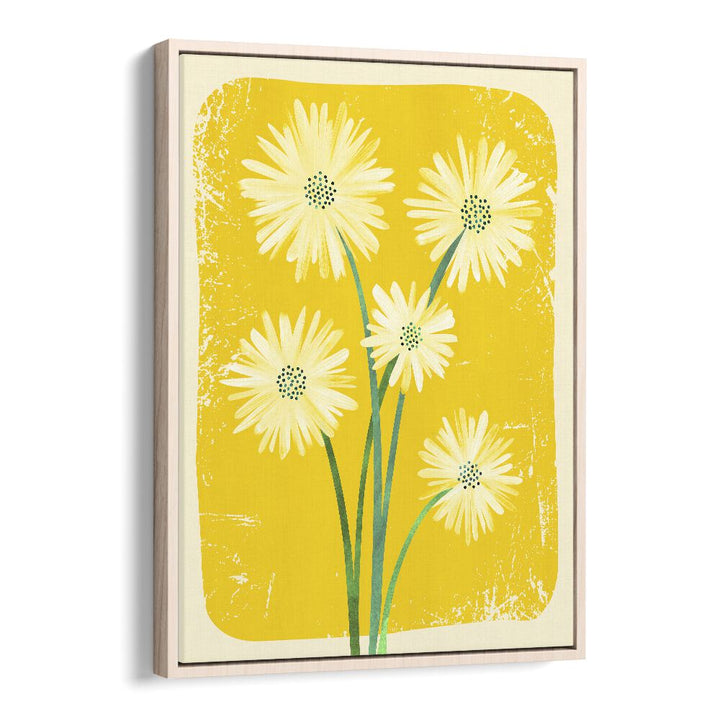 Daisy Bouquet by Kristian Gallagher Botanical Flower Paintings Floral Paintings in Oak Wood Floater Frame