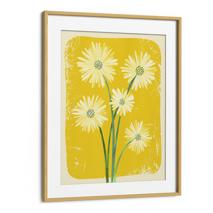 Daisy Bouquet by Kristian Gallagher Botanical Flower Paintings Floral Paintings in Oak Wood Frame With Mount