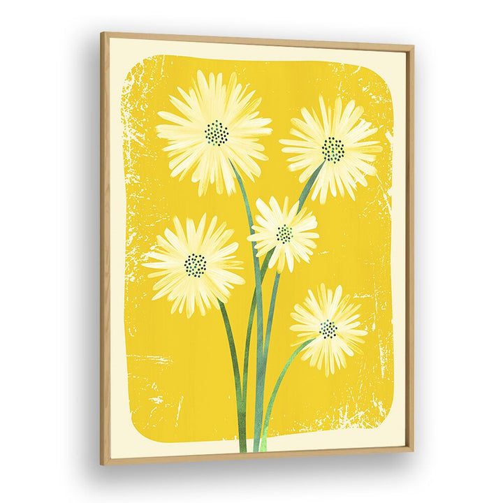 Daisy Bouquet by Kristian Gallagher Botanical Flower Paintings Floral Paintings in Oak Wood Plain Frame