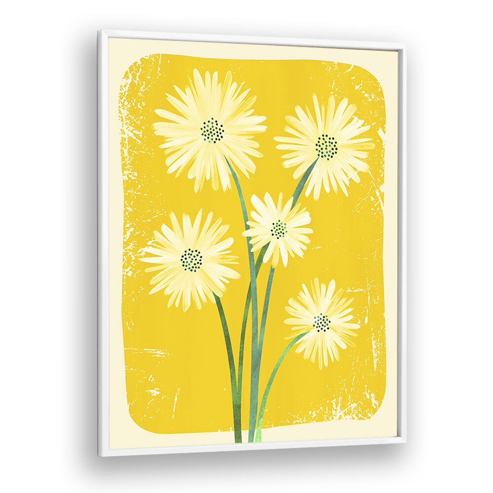 Daisy Bouquet by Kristian Gallagher Botanical Flower Paintings Floral Paintings in White Plain Frame