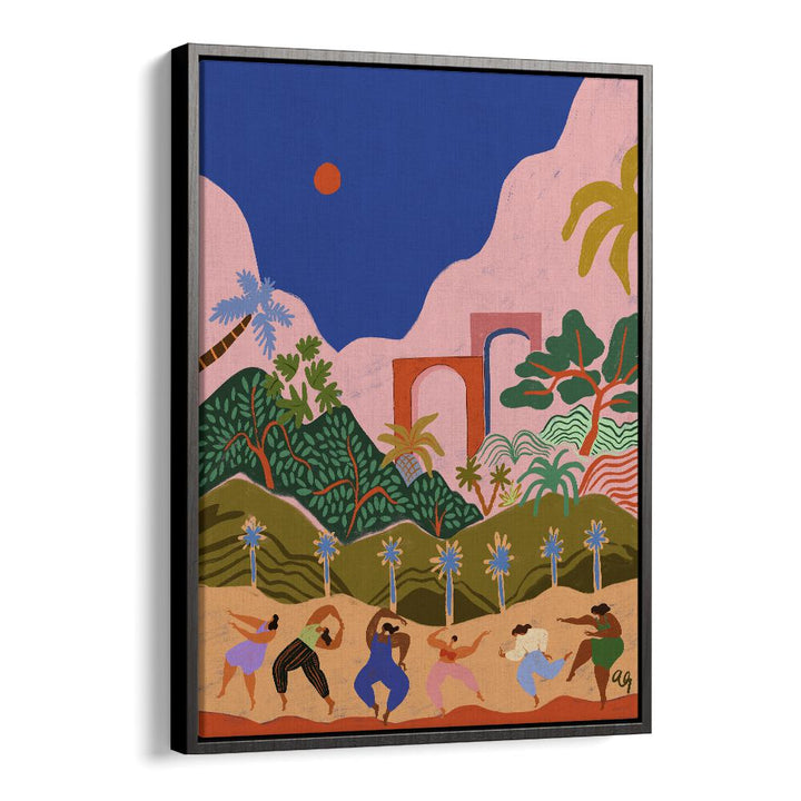 Dancing In Paradise By Arty Guava Wall Art Prints in Black Floater Frame