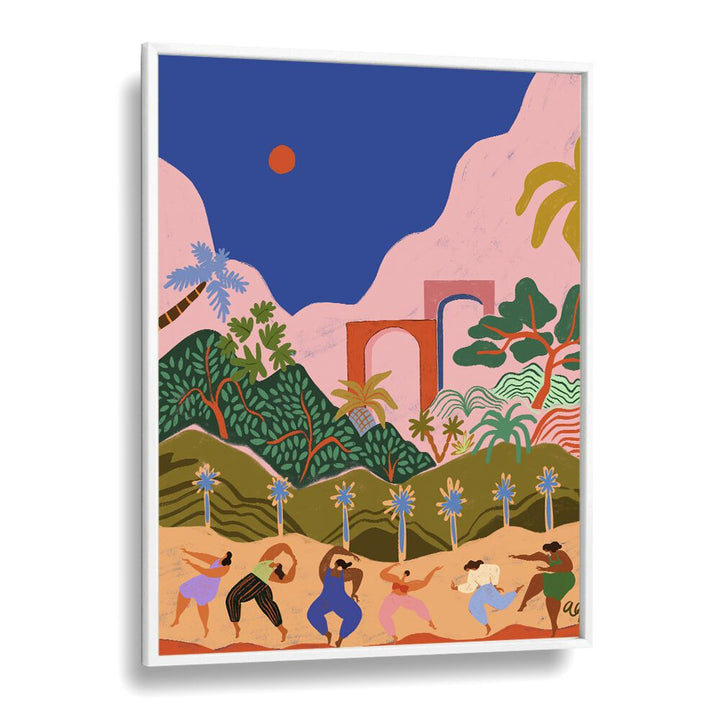 Dancing In Paradise By Arty Guava Wall Art Prints in White Plain Frame