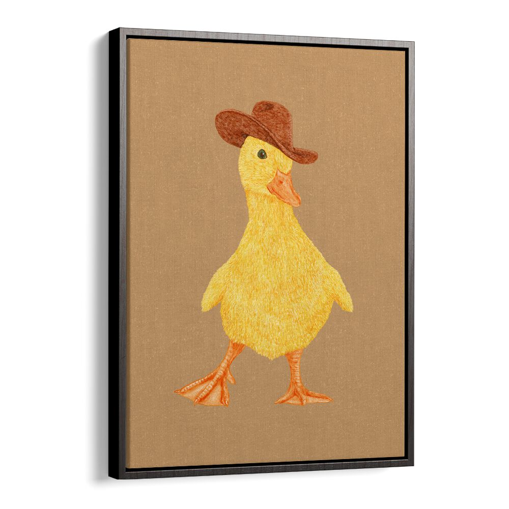 Daphne The Cowgirl Duckling Kids Room Paintings Kids Room Wall Art in Black Plain Frame