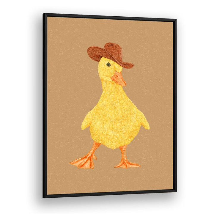 Daphne The Cowgirl Duckling Kids Room Paintings Kids Room Wall Art in Black Plain Frame