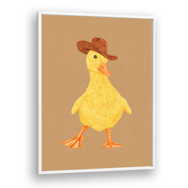 Daphne The Cowgirl Duckling Kids Room Paintings Kids Room Wall Art in White Plain Frame