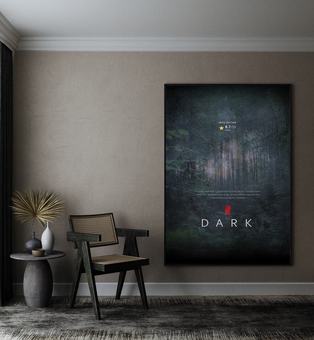 Dark by Grishma Korjani Movie Posters Artwork I Placed on a wall In A Living Room