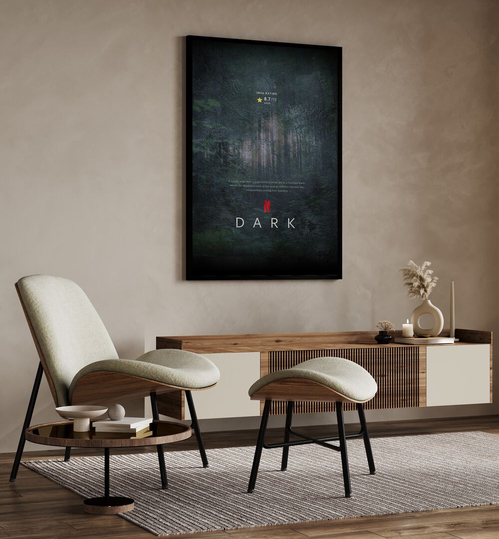 Dark by Grishma Korjani Movie Posters Artwork III Placed on a wall In A Living Room