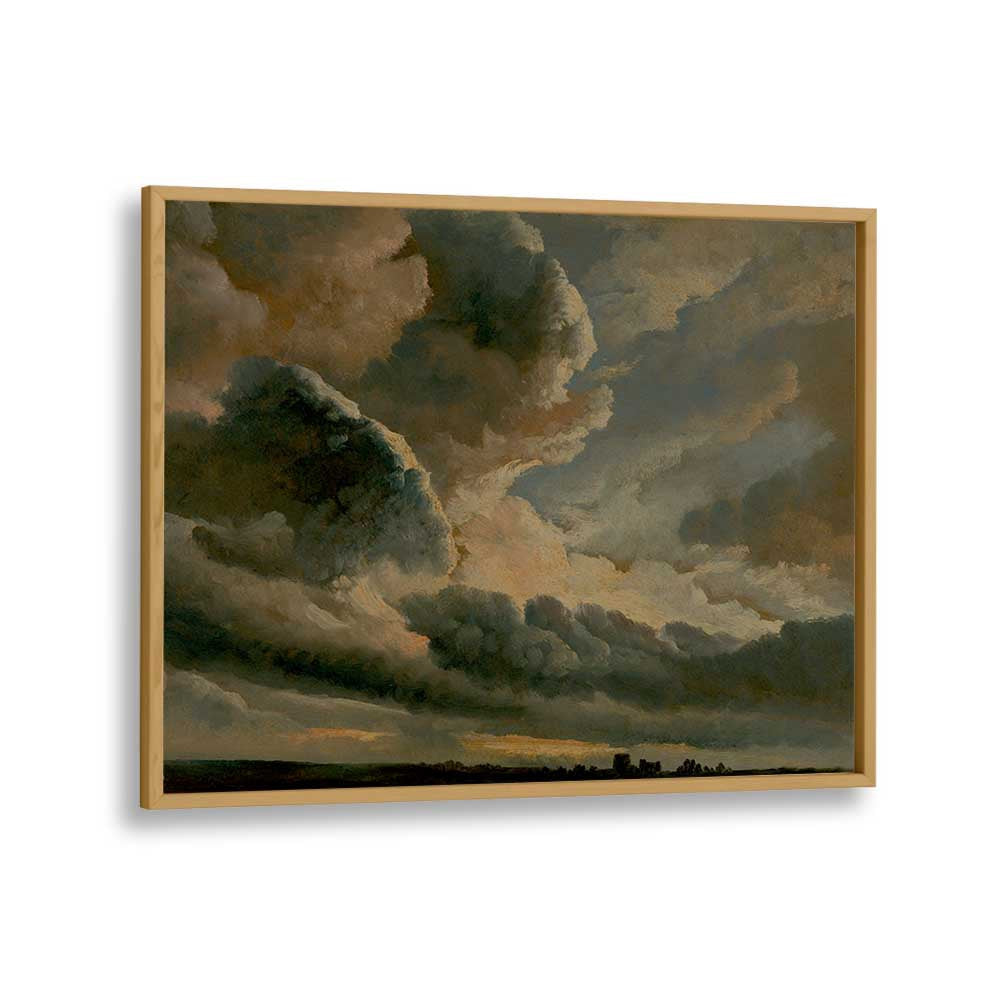 Darkened Heavens Gothic Wall Art Prints in Oak Wood Plain Frame