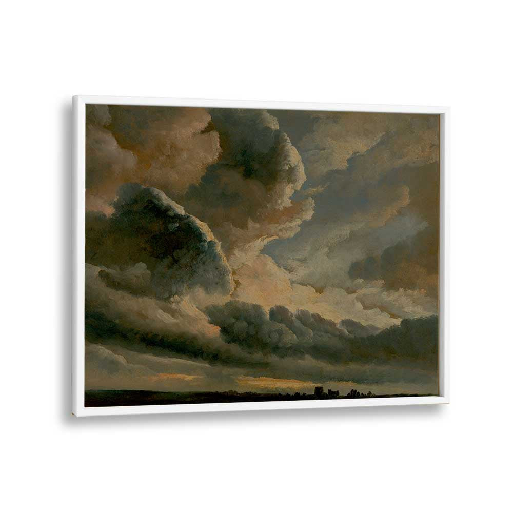 Darkened Heavens Gothic Wall Art Prints in White Plain Frame