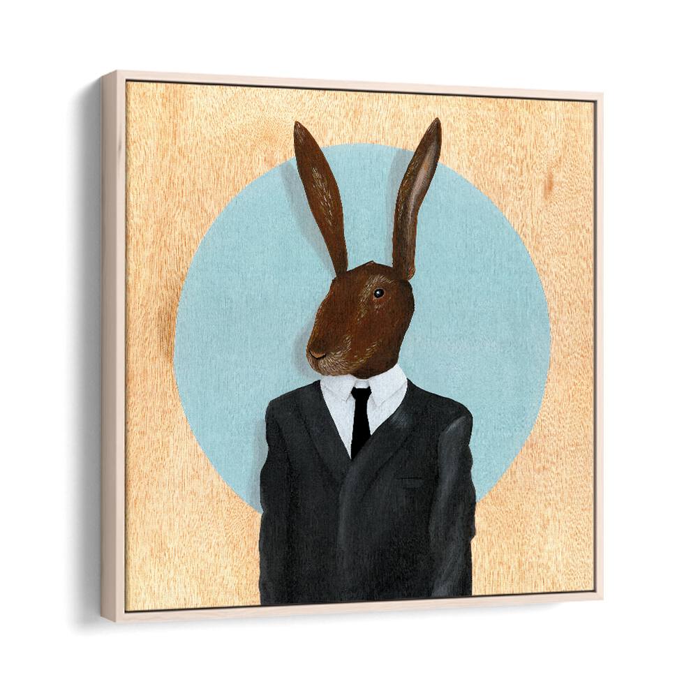 David Lynch Rabbit  Kids Room Art in Oak Wood Floater Frame