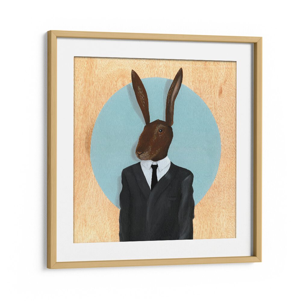 David Lynch Rabbit  Kids Room Art in Oak Wood Frame With Mount