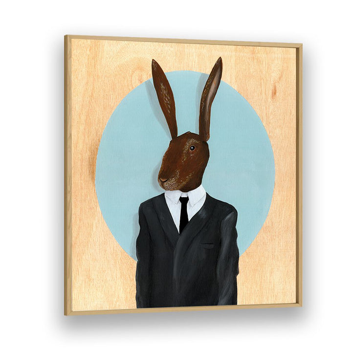 David Lynch Rabbit  Kids Room Art in Oak Wood Plain Frame