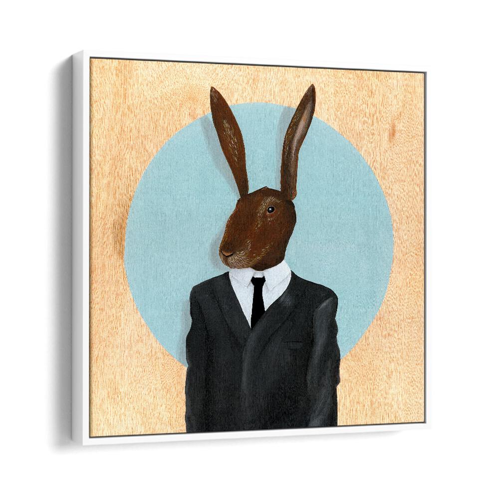 David Lynch Rabbit  Kids Room Art in White Floater Frame