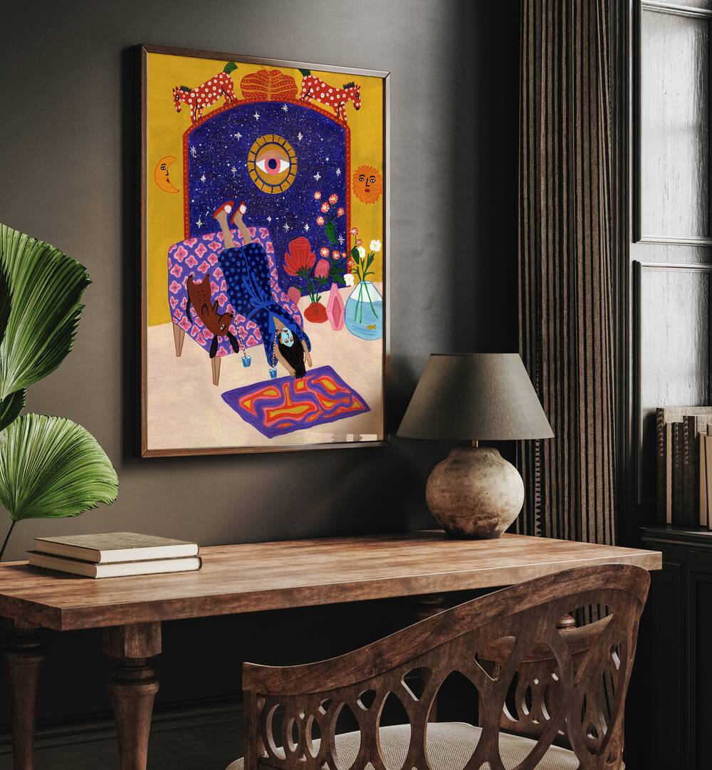 Colorful art decor featuring "DAY OFF FROM OFFICE, KIDS ART ROOM" by Jota De Jai for inspiring creativity at home.