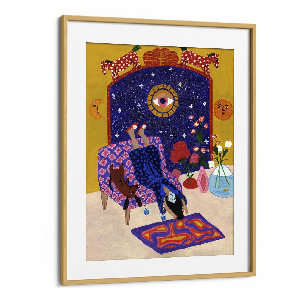 Day Off From Office by Jota De Jai Kids Art Room in Oak Wood Frame With Mount