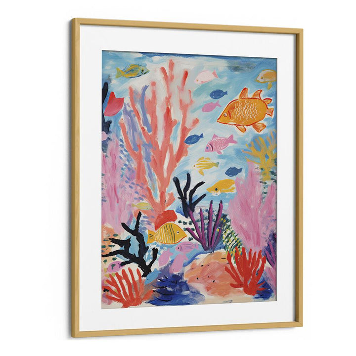 Deep Ocean I  Kids Paintings in Oak Wood Frame With Mount