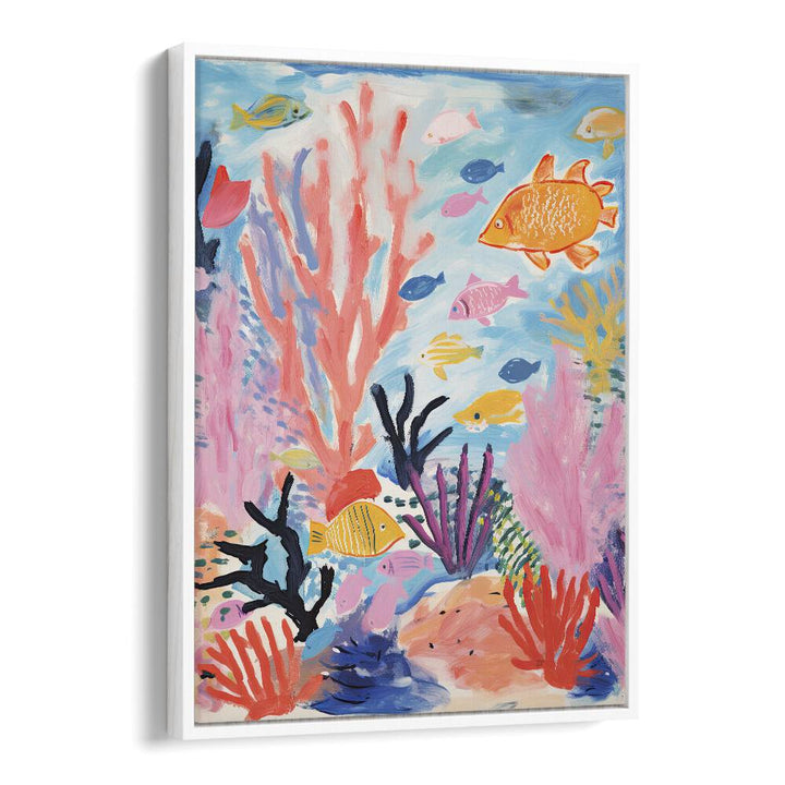 Deep Ocean I  Kids Paintings in White Floater Frame