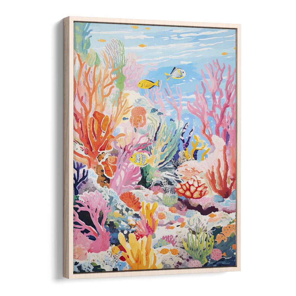 Deep Ocean II  Kids Paintings in Oak Wood Floater Frame